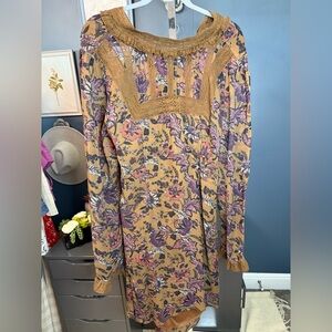 Free People : bohemian floral mini dress with lining Size: XL